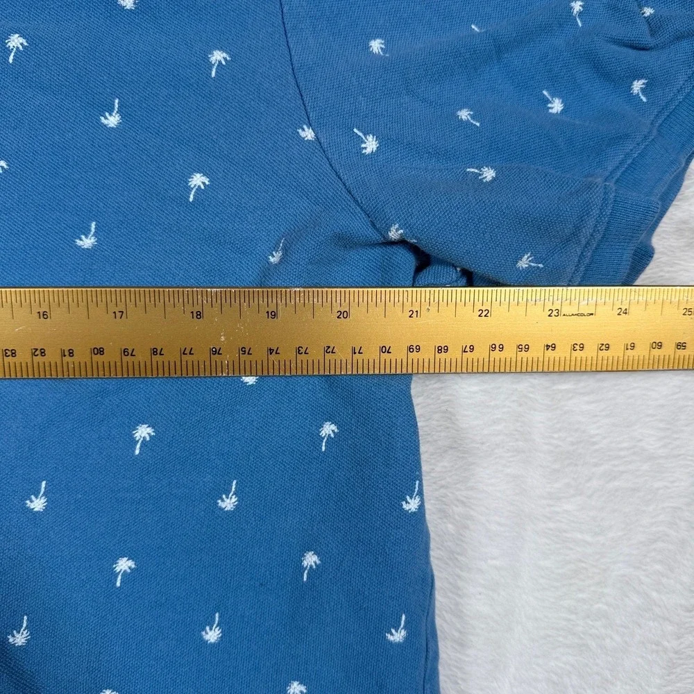 Banana‎ Republic Mens Palm Tree Print Polo Shirt Blue XL Cotton Blend